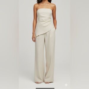 100% Linen 2 piece set! Cream Sleeveless Top and Pants Set